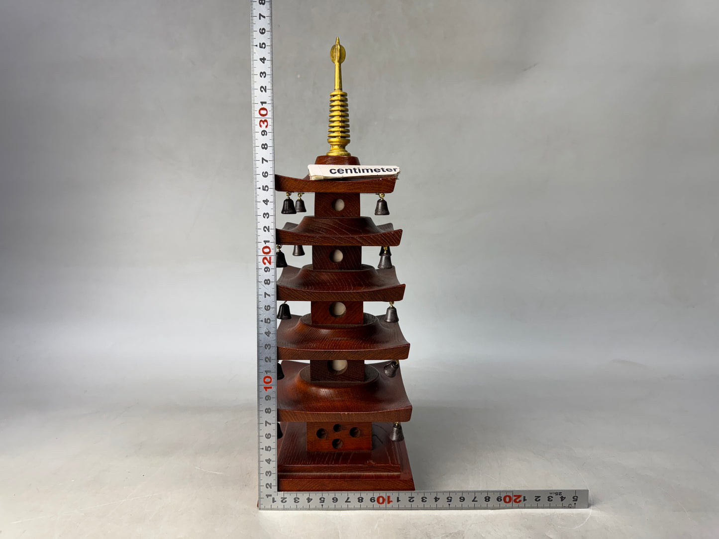Y8628 OKIMONO wooden Five-story pagoda figure Japan antique decor interior