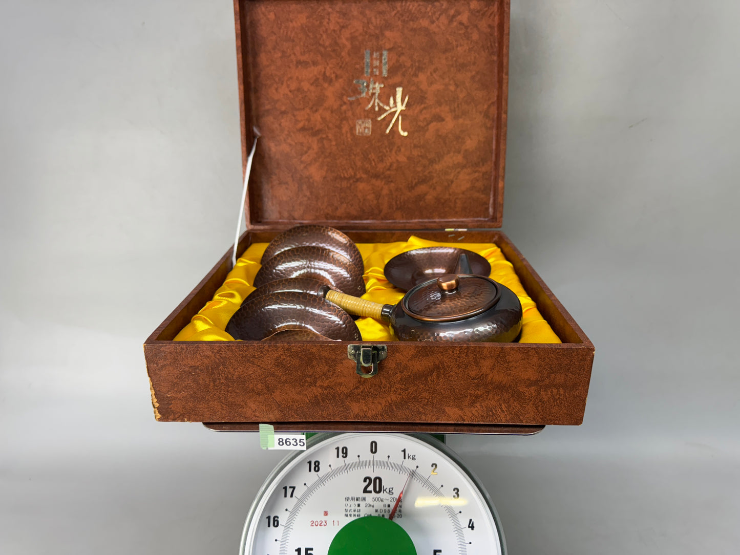 Y8635 KYUSU Copper teapot pot signed box Japan antique tea ceremony sencha