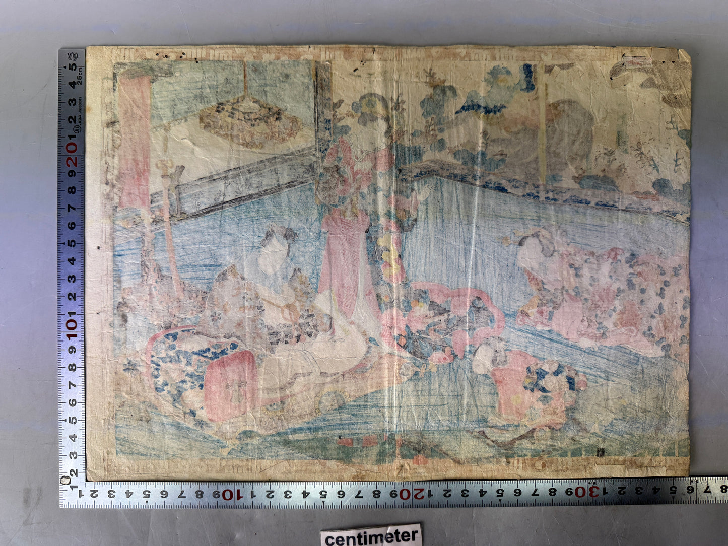 Y8636 WOODBLOCK PRINT Toyokuni one piece horizontal Japan Ukiyoe antique art