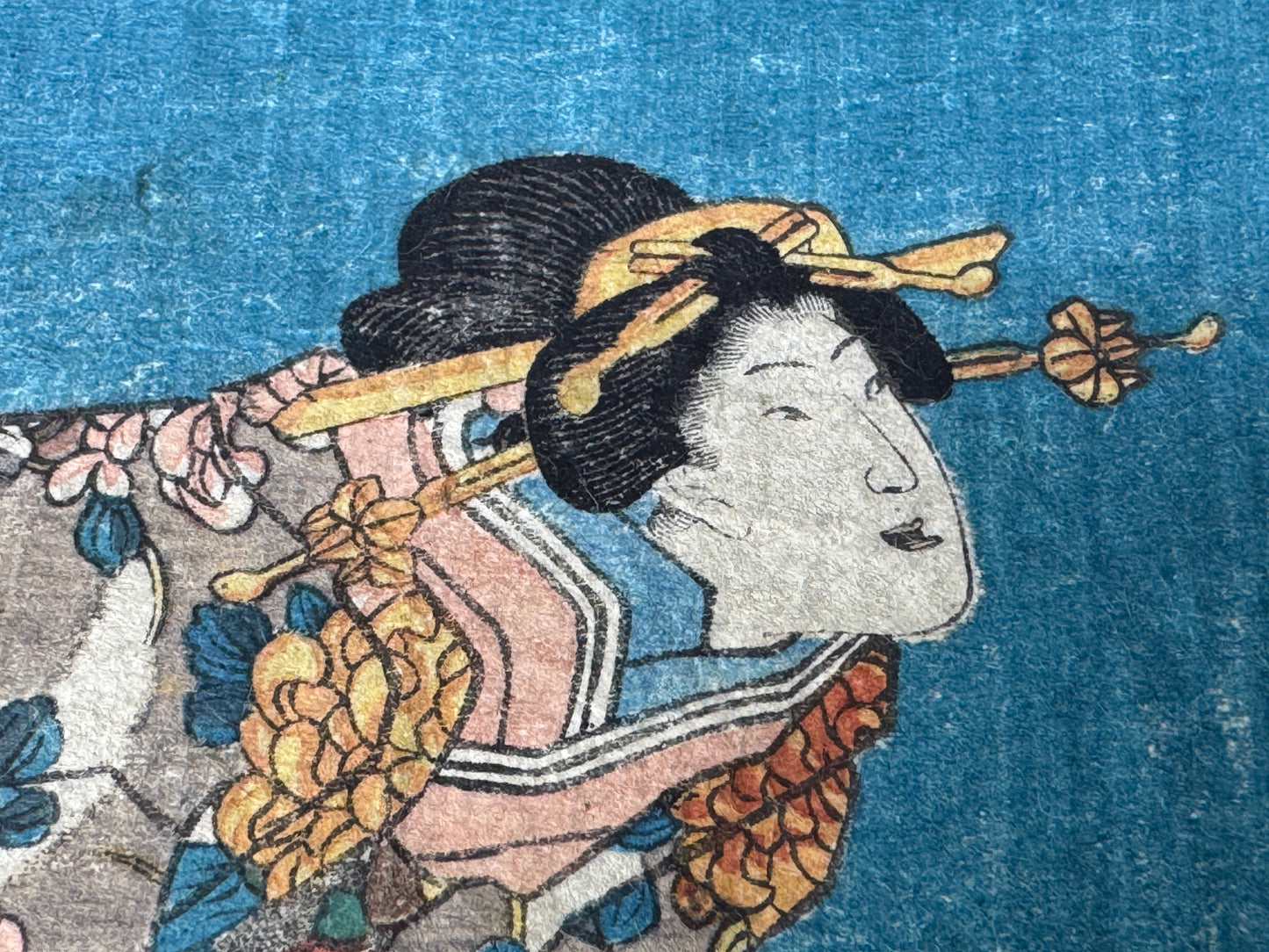 Y8636 WOODBLOCK PRINT Toyokuni one piece horizontal Japan Ukiyoe antique art