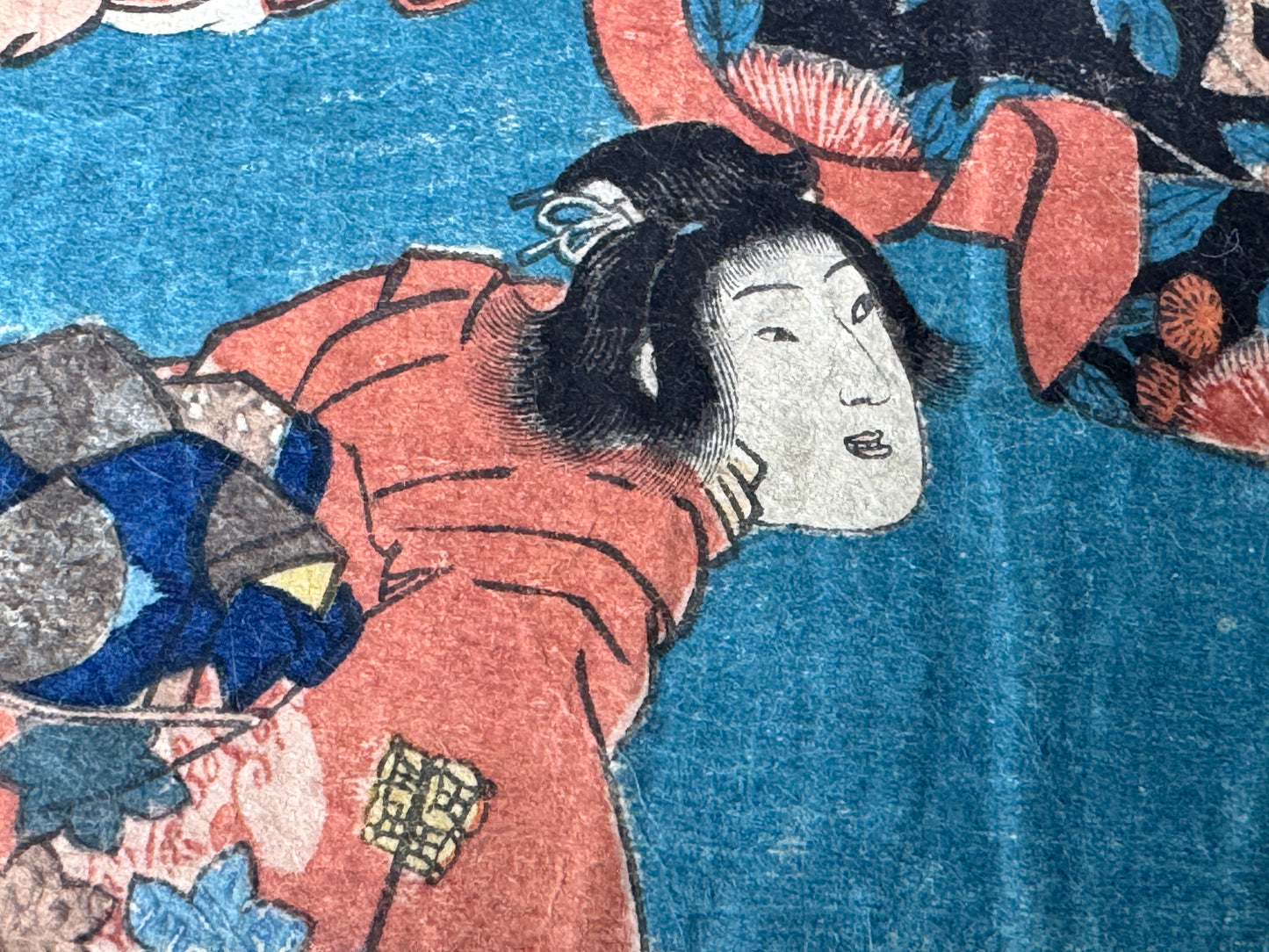Y8636 WOODBLOCK PRINT Toyokuni one piece horizontal Japan Ukiyoe antique art