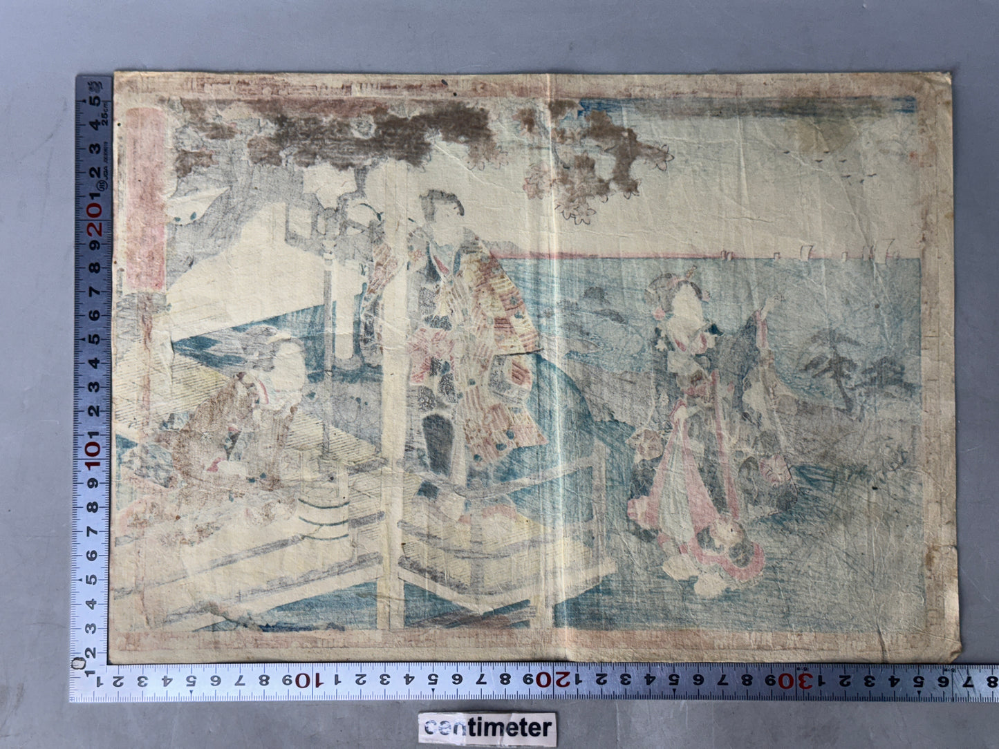 Y8637 WOODBLOCK PRINT Toyokuni one piece horizontal Japan Ukiyoe antique art