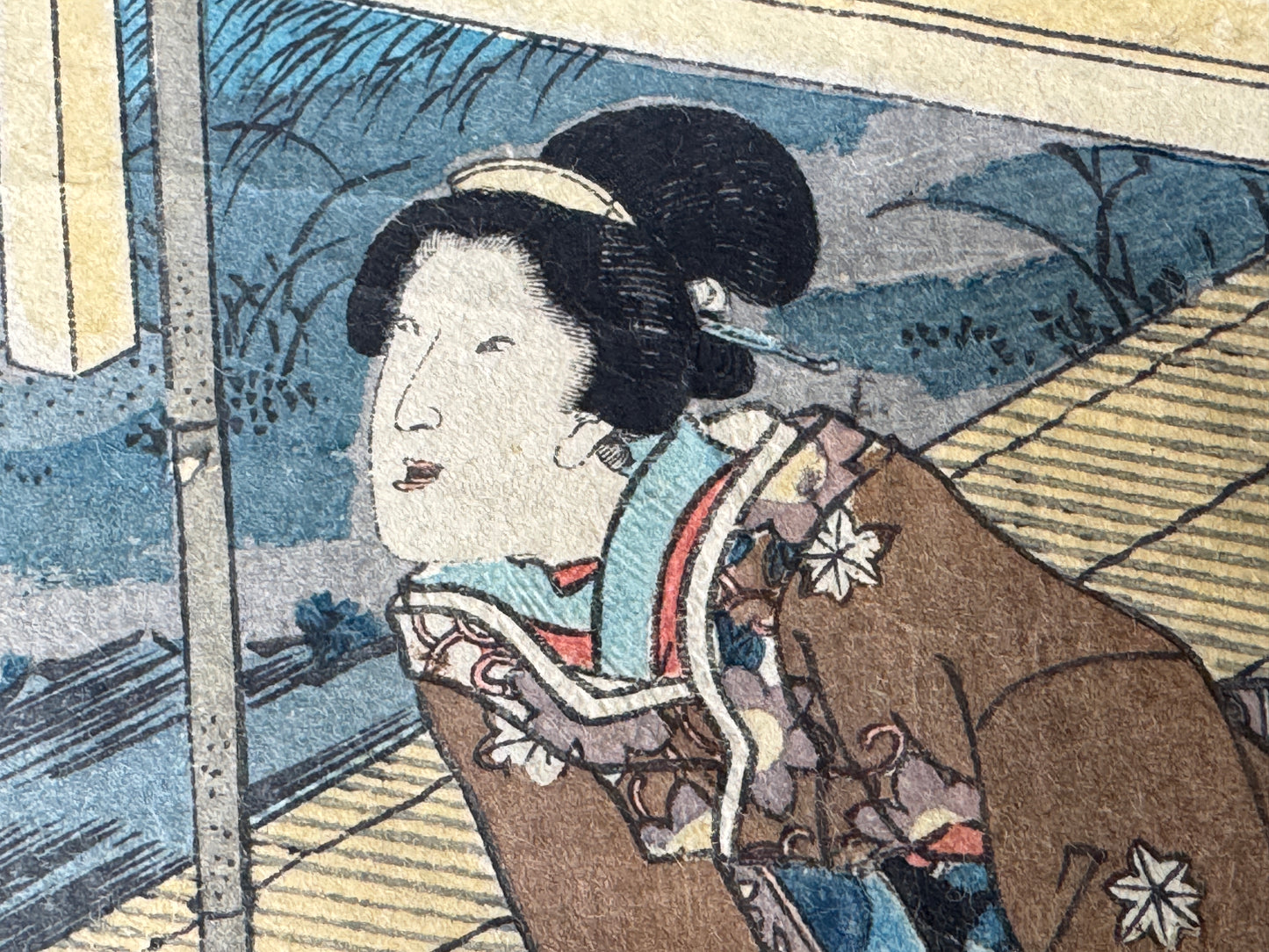 Y8637 WOODBLOCK PRINT Toyokuni one piece horizontal Japan Ukiyoe antique art