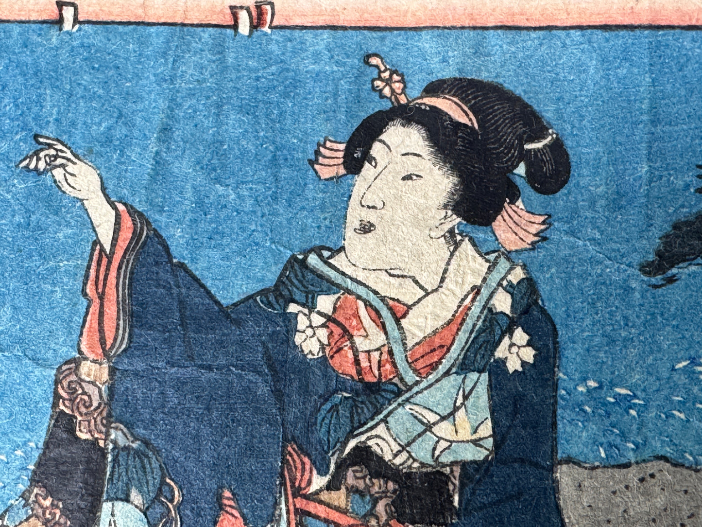 Y8637 WOODBLOCK PRINT Toyokuni one piece horizontal Japan Ukiyoe antique art