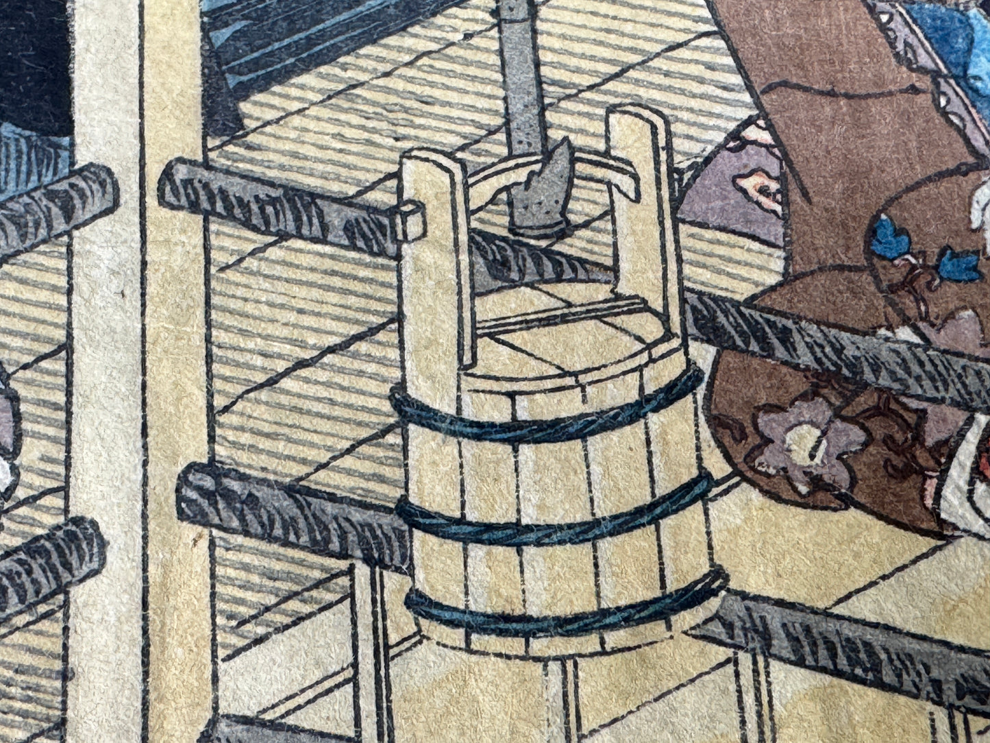 Y8637 WOODBLOCK PRINT Toyokuni one piece horizontal Japan Ukiyoe antique art