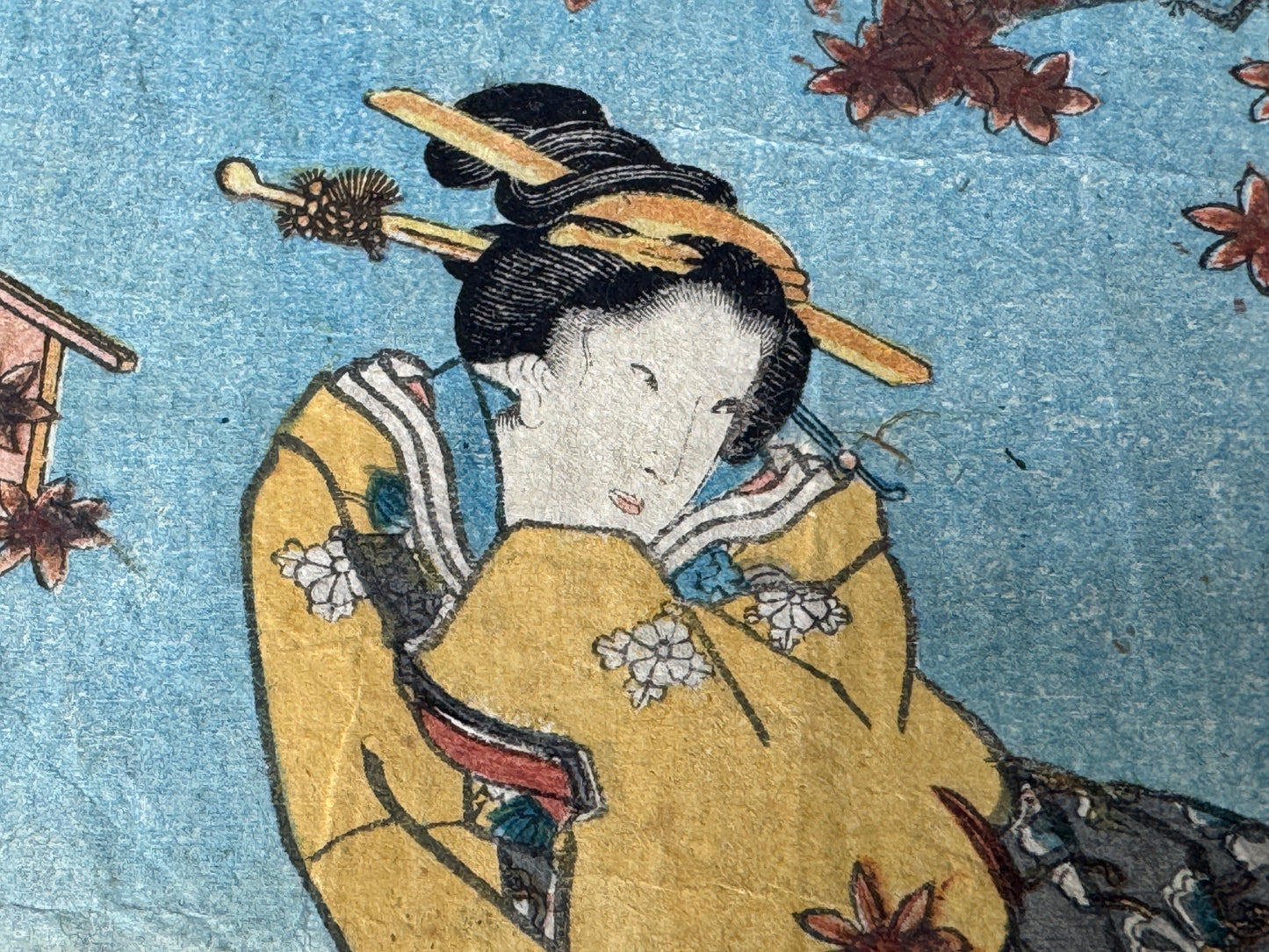Y8638 WOODBLOCK PRINT Toyokuni one piece horizontal Japan Ukiyoe antique art