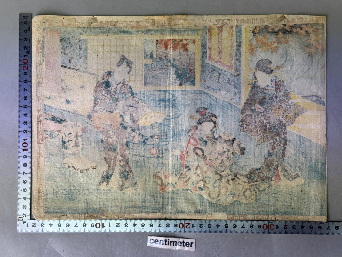 Y8639 WOODBLOCK PRINT Toyokuni one piece horizontal Japan Ukiyoe antique art