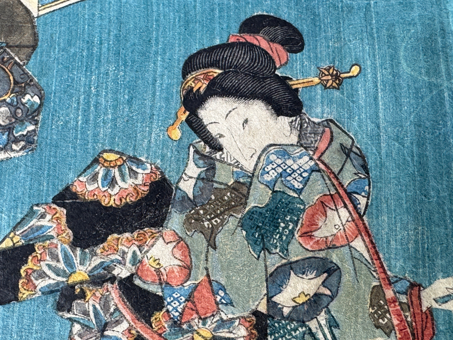 Y8639 WOODBLOCK PRINT Toyokuni one piece horizontal Japan Ukiyoe antique art