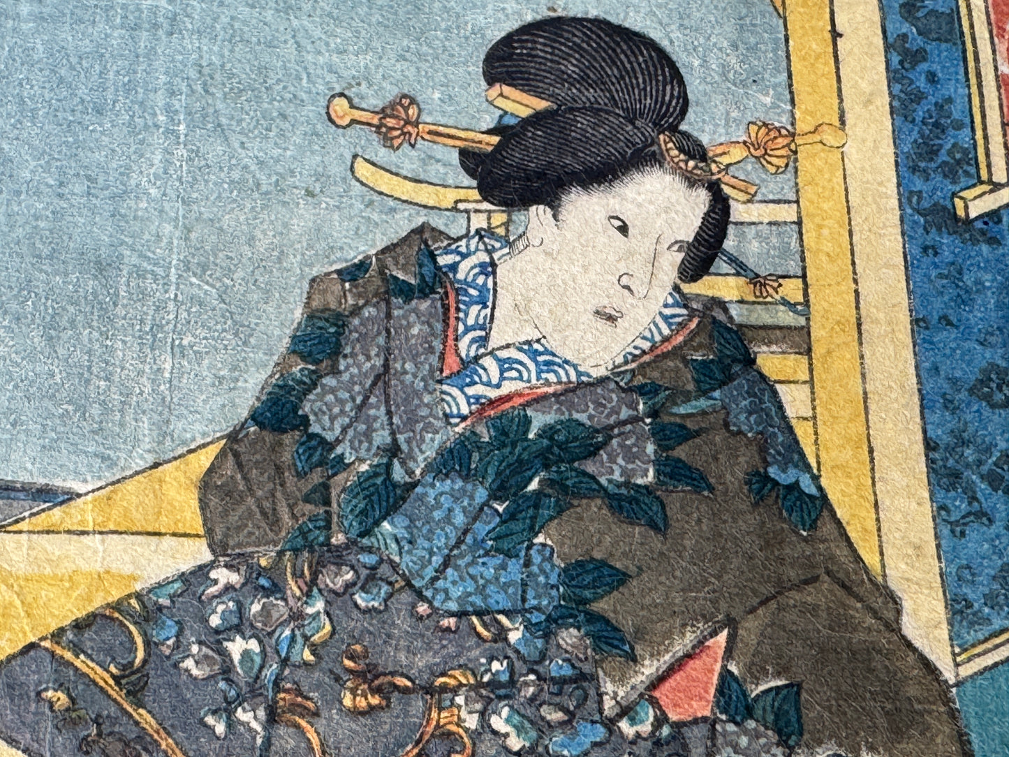 Y8639 WOODBLOCK PRINT Toyokuni one piece horizontal Japan Ukiyoe antique art