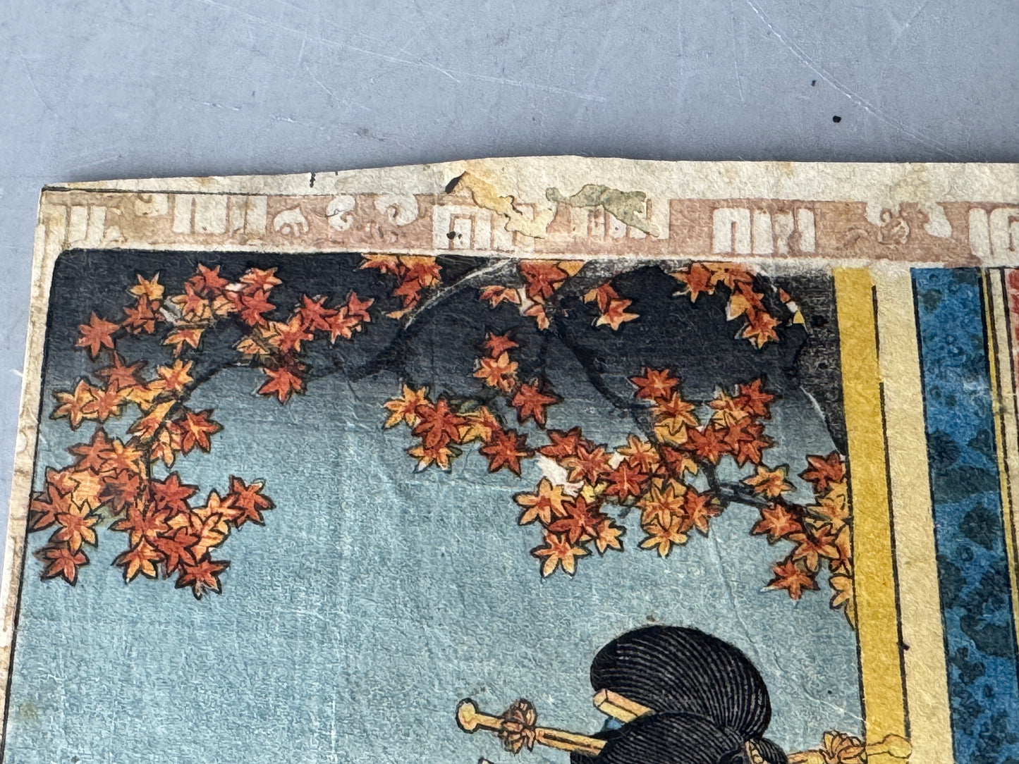 Y8639 WOODBLOCK PRINT Toyokuni one piece horizontal Japan Ukiyoe antique art