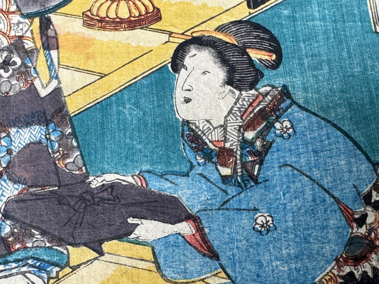 Y8640 WOODBLOCK PRINT Toyokuni one piece horizontal Japan Ukiyoe antique art