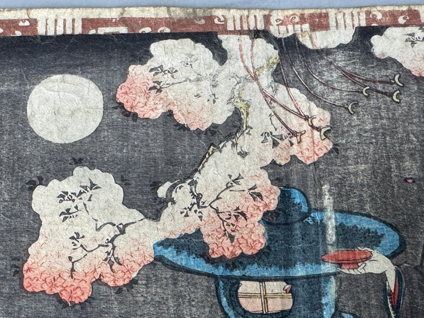Y8640 WOODBLOCK PRINT Toyokuni one piece horizontal Japan Ukiyoe antique art