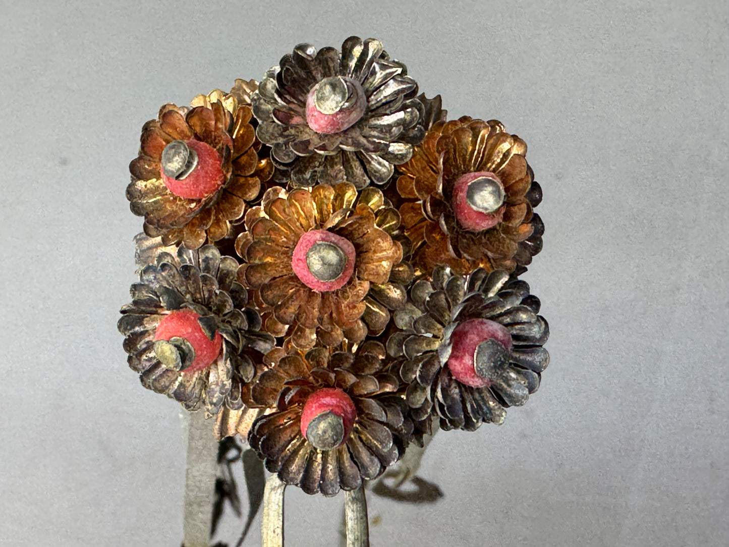 Y8641 KANZASHI Birabira hair stick hairpin metalwork Japan antique kimono