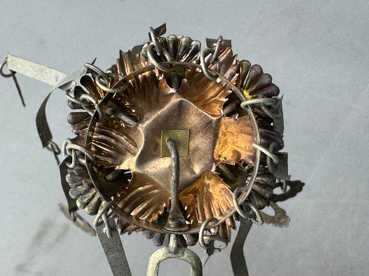 Y8641 KANZASHI Birabira hair stick hairpin metalwork Japan antique kimono
