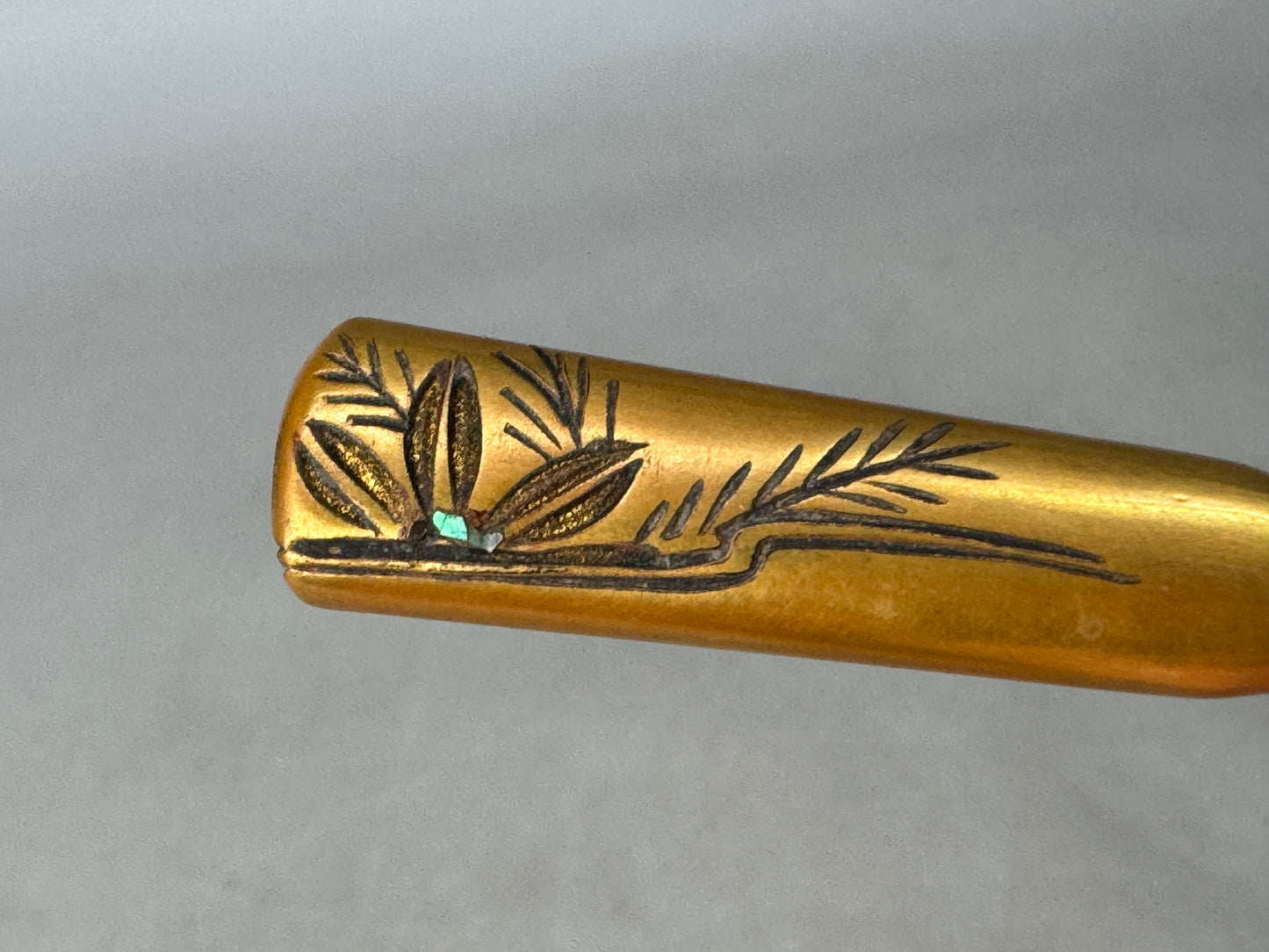 Y8643 KOUGAI Makie comb hairpin hair stick box Japan antique kimono accessory