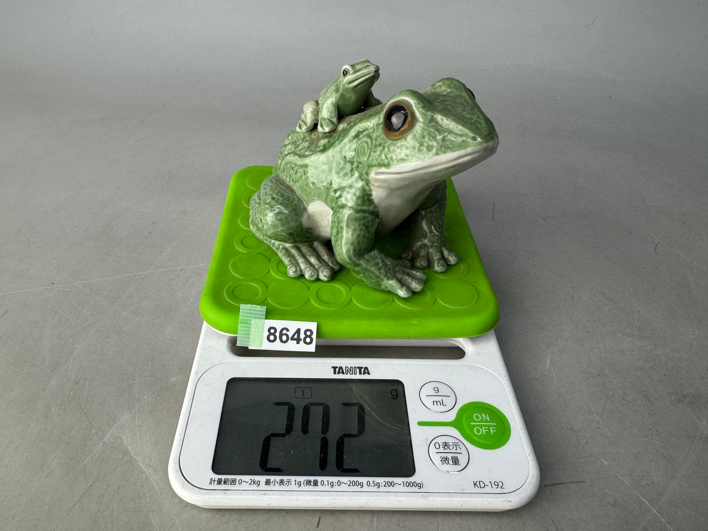 Y8648 OKIMONO Shigaraki-ware Frog figurine green Japan antique decor interior