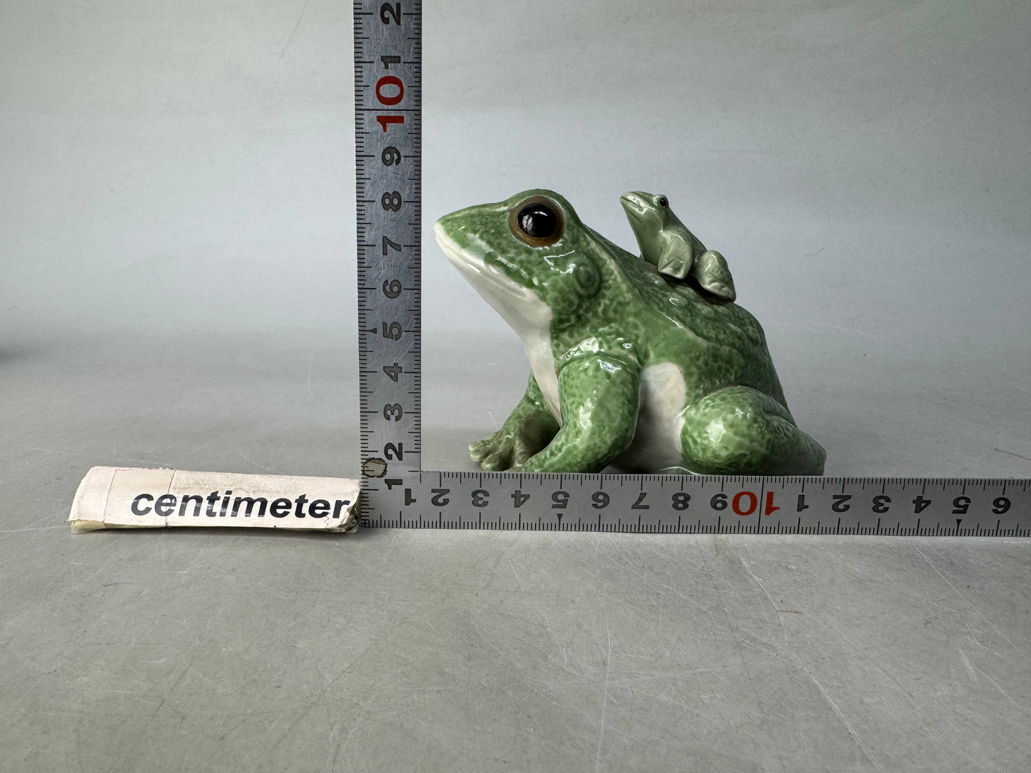 Y8648 OKIMONO Shigaraki-ware Frog figurine green Japan antique decor interior
