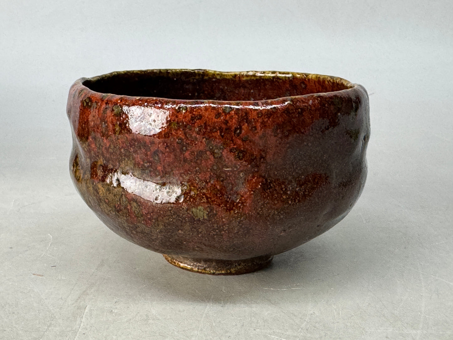 Y8651 CHAWAN Raku-ware bowl signed box Japan antique tea ceremony teacup cup