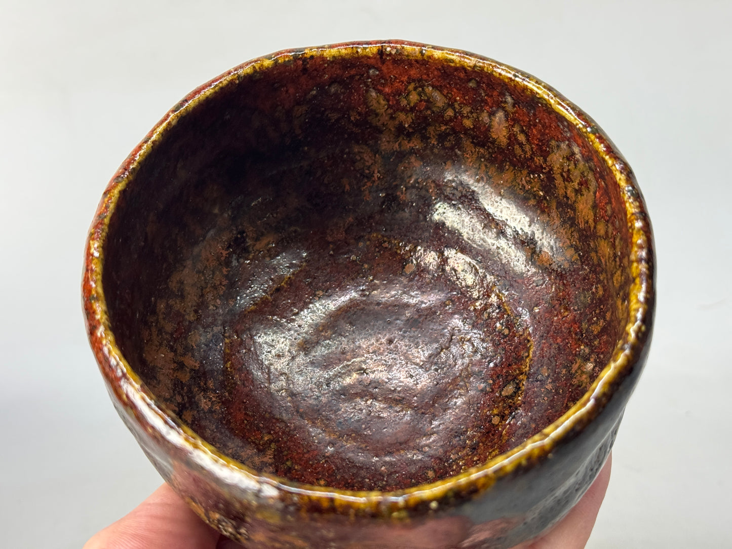 Y8651 CHAWAN Raku-ware bowl signed box Japan antique tea ceremony teacup cup