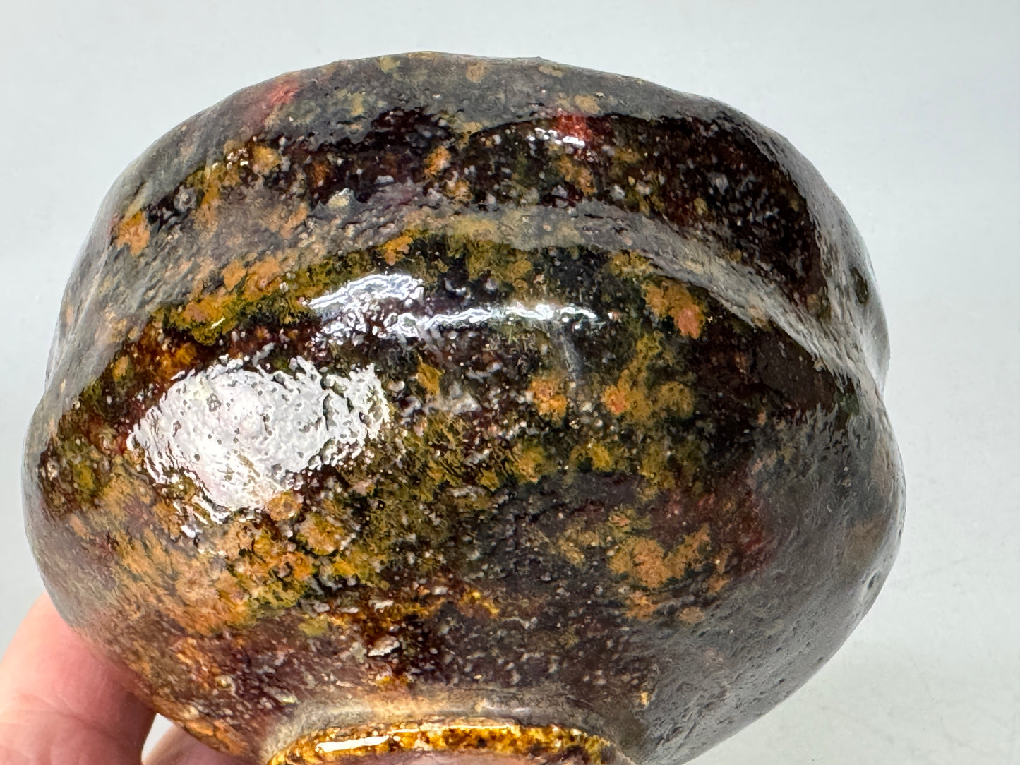 Y8651 CHAWAN Raku-ware bowl signed box Japan antique tea ceremony teacup cup