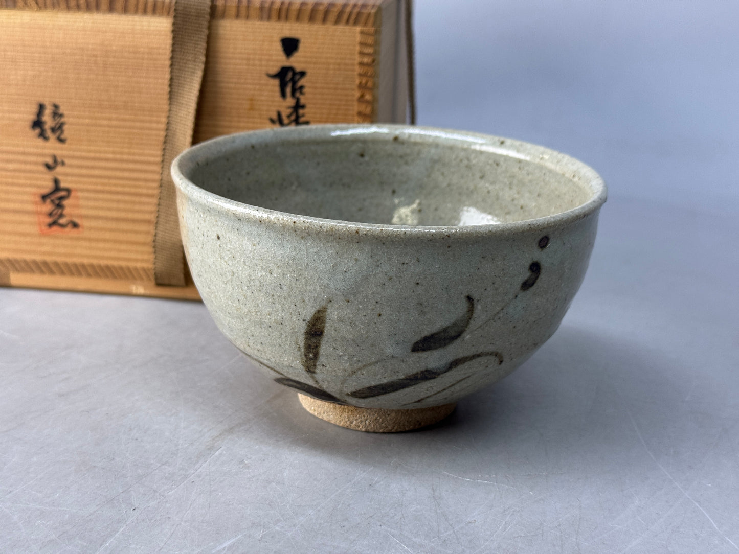 Y8653 CHAWAN Karatsu-ware Ekaratsu bowl signed box Japan antique tea ceremony