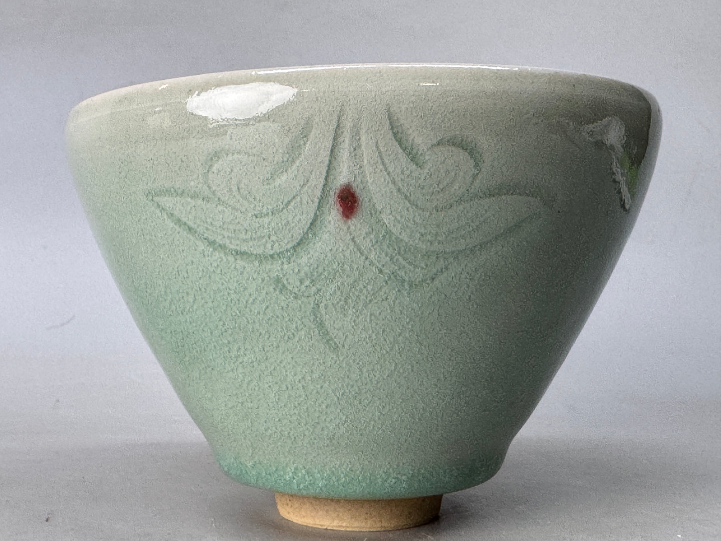 Y8654 CHAWAN Celadon bowl signed box Japan antique tea ceremony teacup cup
