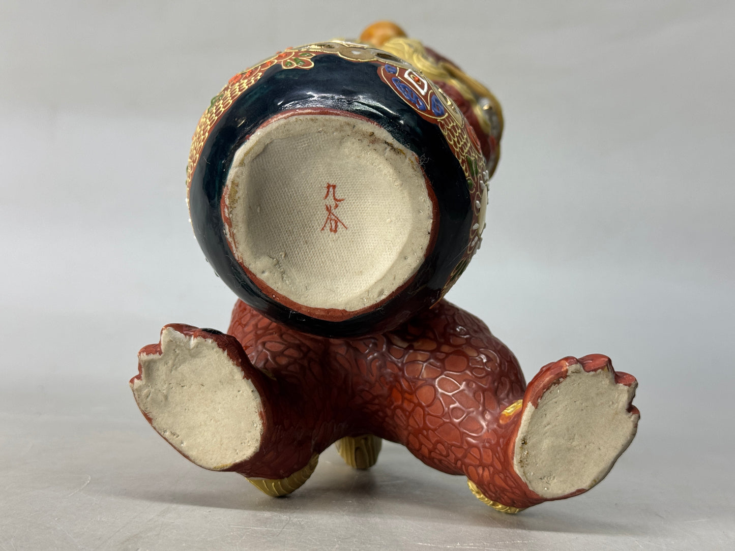 Y8659 OKIMONO Kutani-ware Lion figurine sgined color picture Japan antique decor