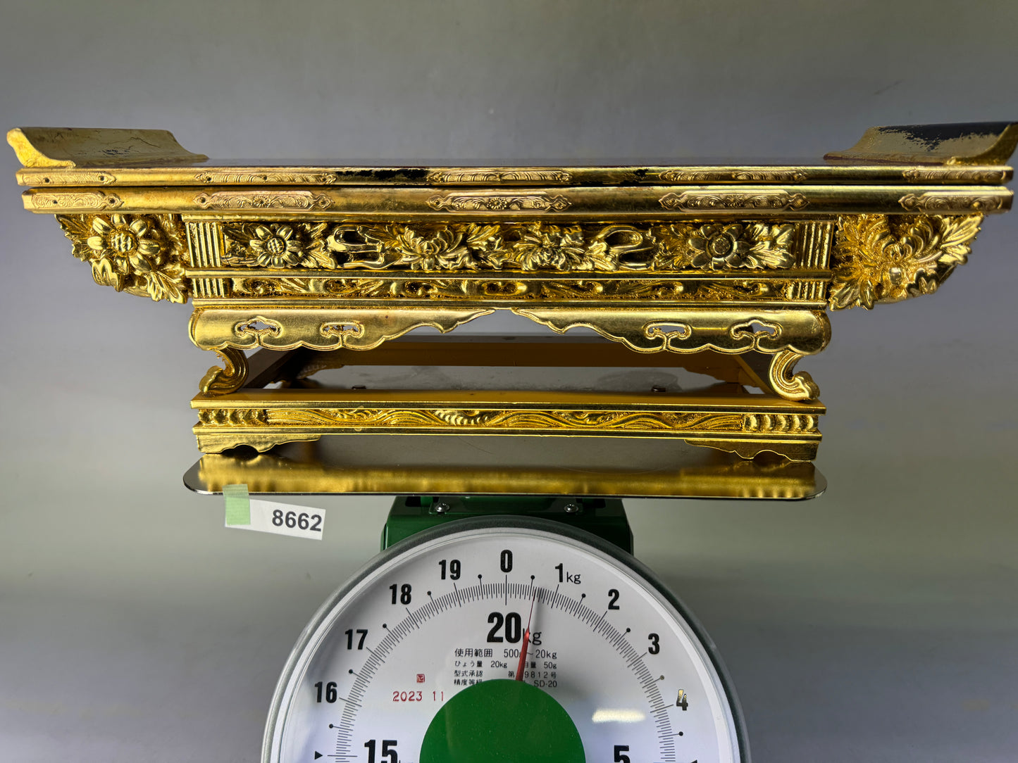 Y8662 Buddhist Altar Equipment Sutra desk Makie Japan antique Buddhism interior