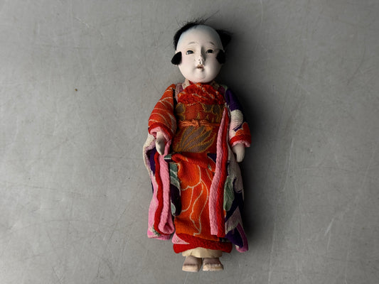 Y8670 NINGYO Ichimatsu doll small child Japan antique kimono figure figurine