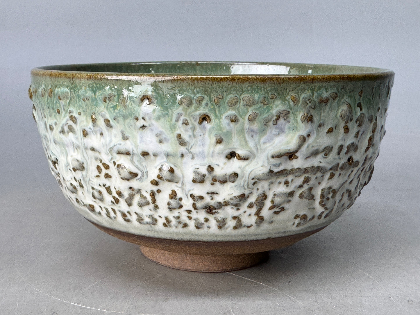 Y8683 CHAWAN Oribe-ware bowl signed box Japan antique tea ceremony teacup cup