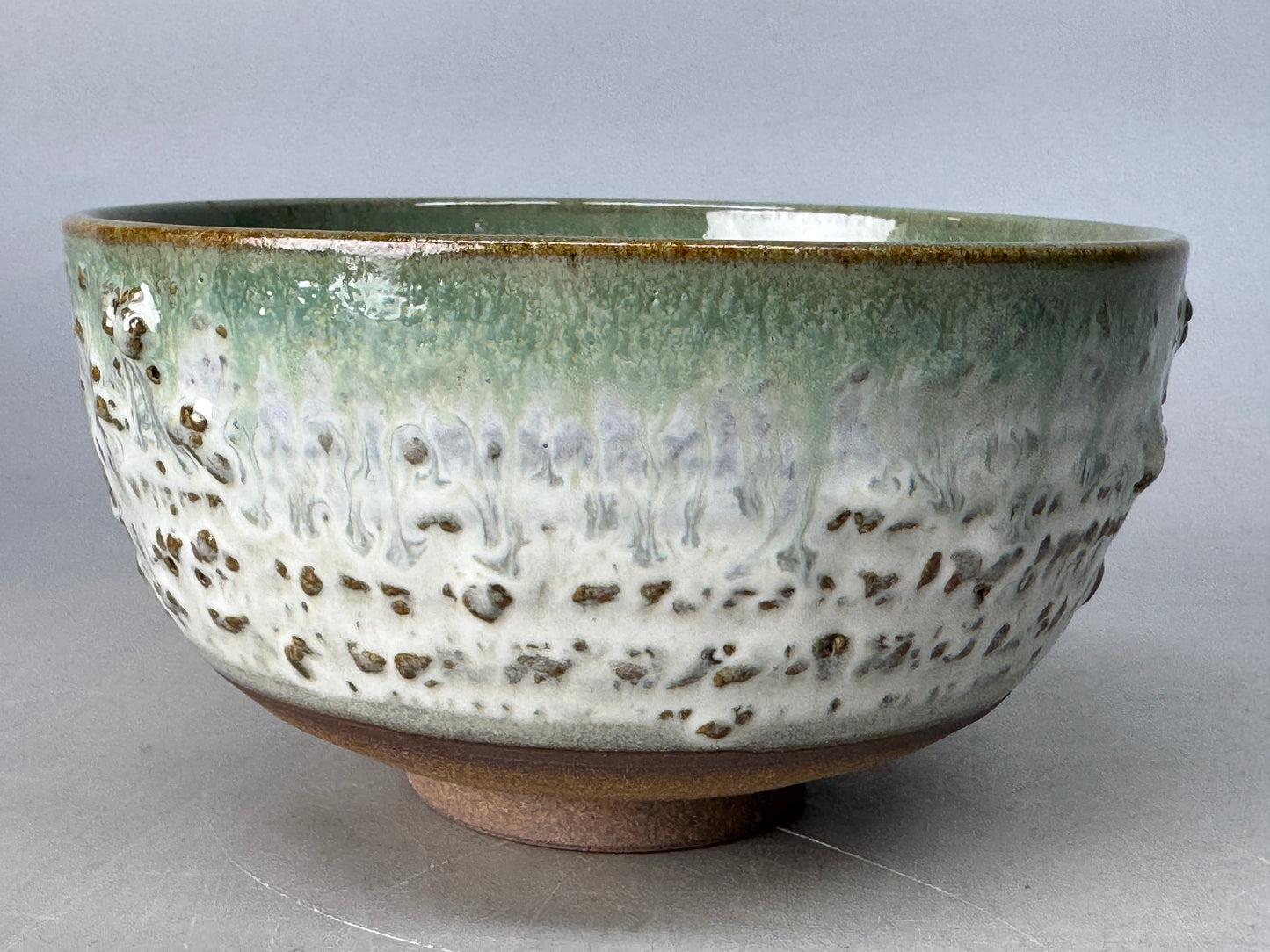 Y8683 CHAWAN Oribe-ware bowl signed box Japan antique tea ceremony teacup cup
