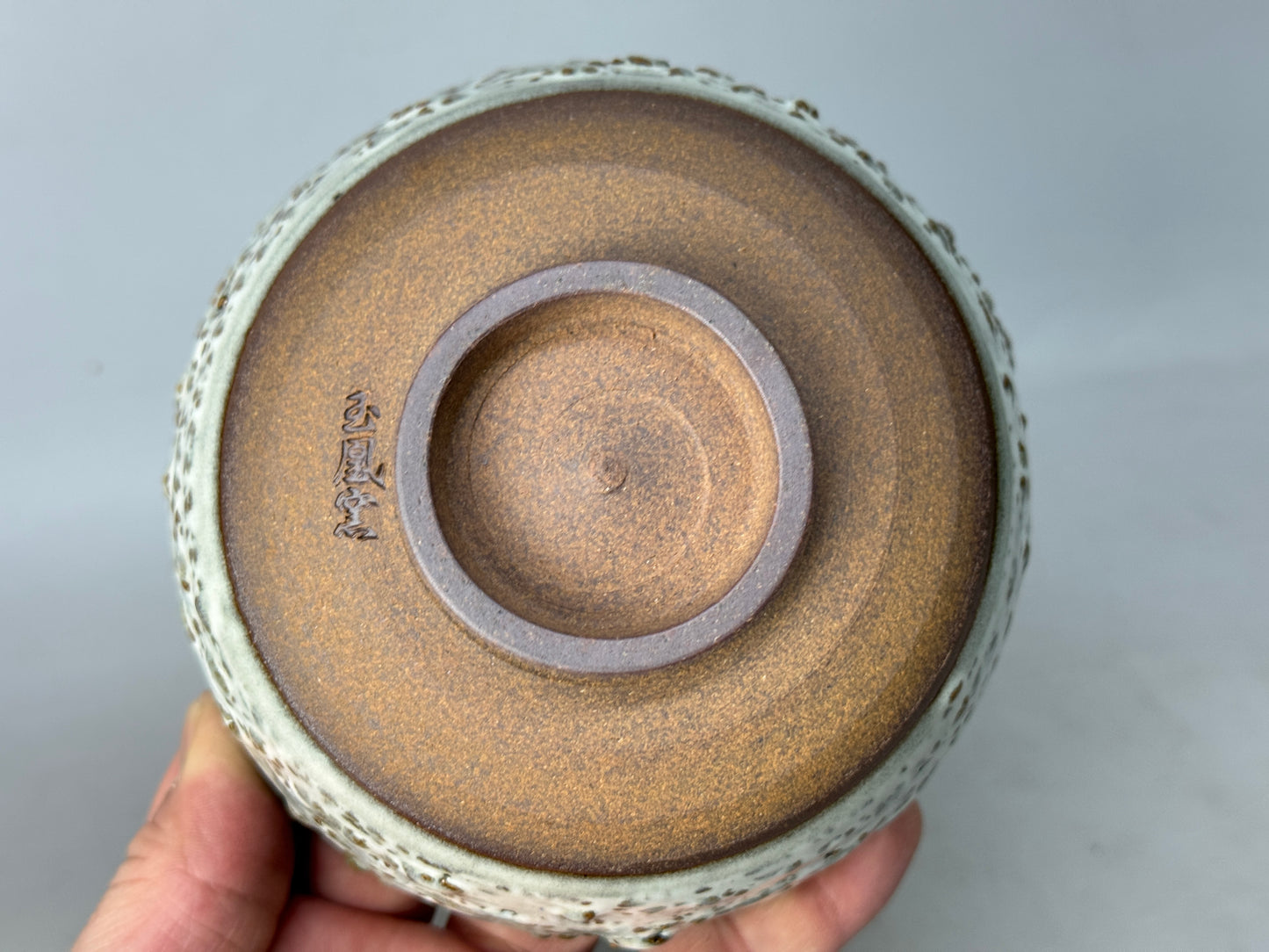 Y8683 CHAWAN Oribe-ware bowl signed box Japan antique tea ceremony teacup cup