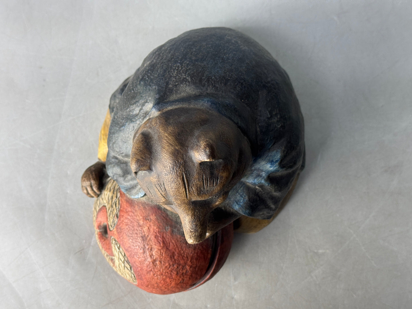 Y8686 OKIMONO Seto-ware Raccoon figurine signed box Japan antique decor interior