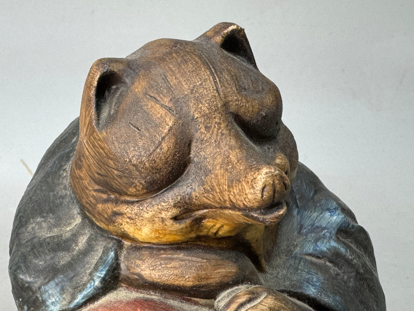 Y8686 OKIMONO Seto-ware Raccoon figurine signed box Japan antique decor interior