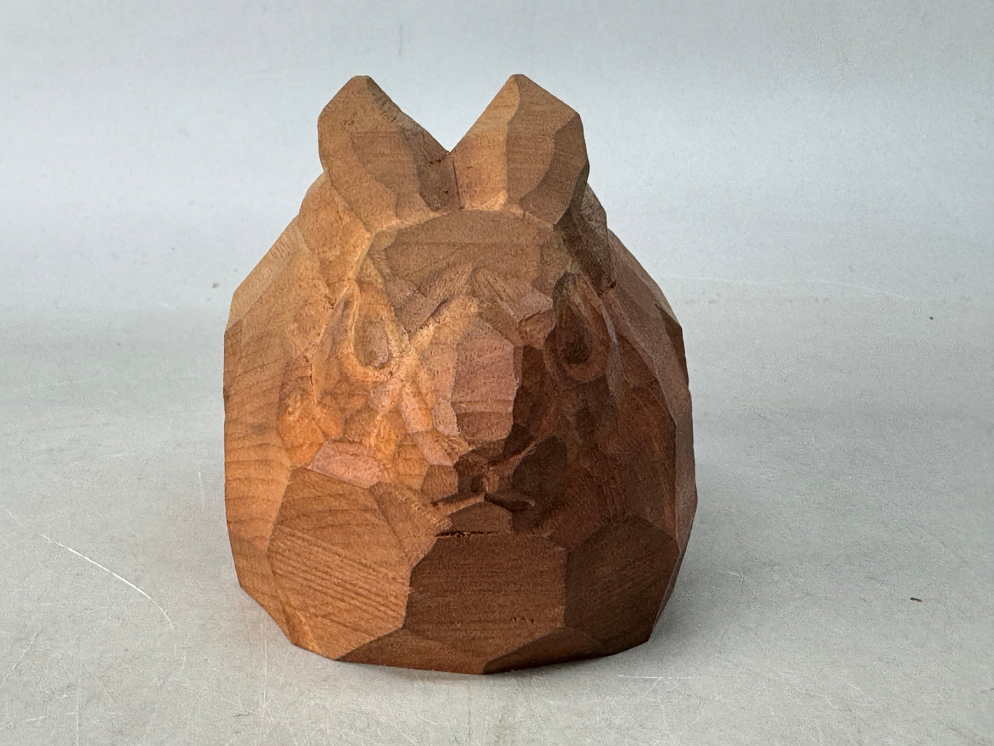Y8687 OKIMONO wood carving Rabbit figurine signed box Japan antique interior