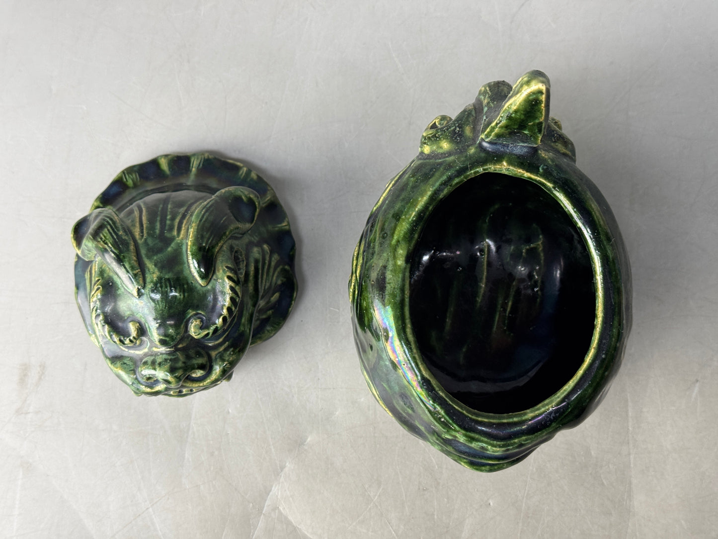Y8688 KOURO Oribe-ware signed box Japan antique fragrance incense burner aroma