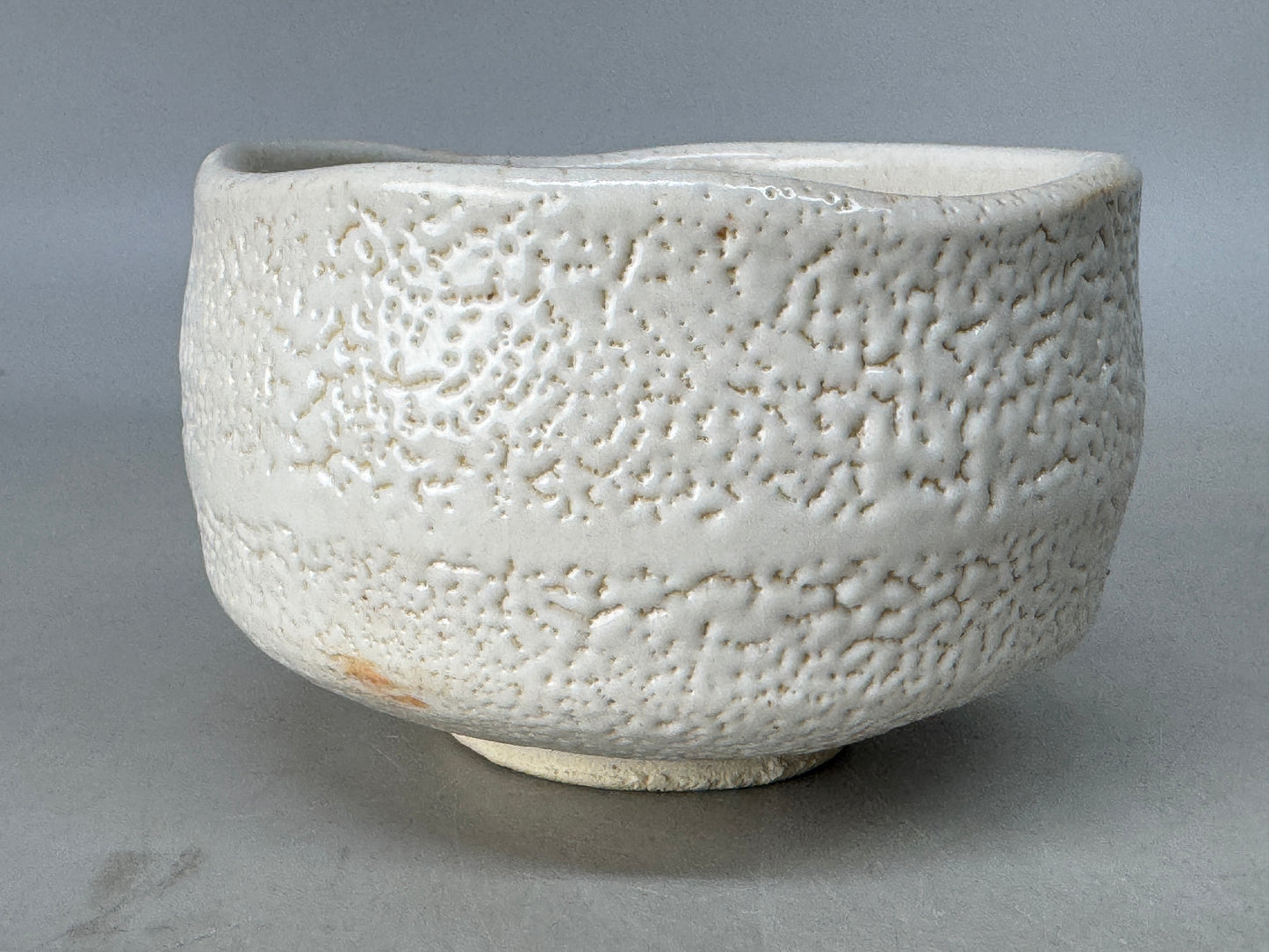 Y8692 CHAWAN Shino-ware bowl signed box Japan antique tea ceremony teacup cup
