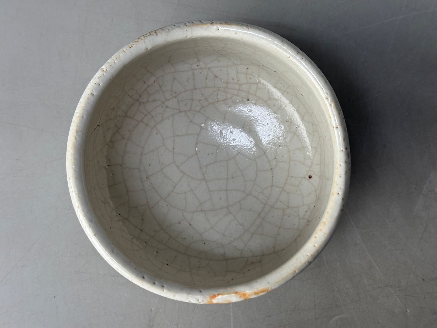 Y8692 CHAWAN Shino-ware bowl signed box Japan antique tea ceremony teacup cup