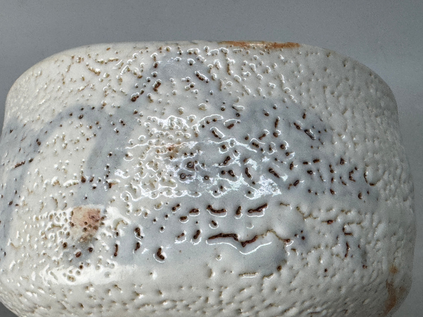Y8692 CHAWAN Shino-ware bowl signed box Japan antique tea ceremony teacup cup