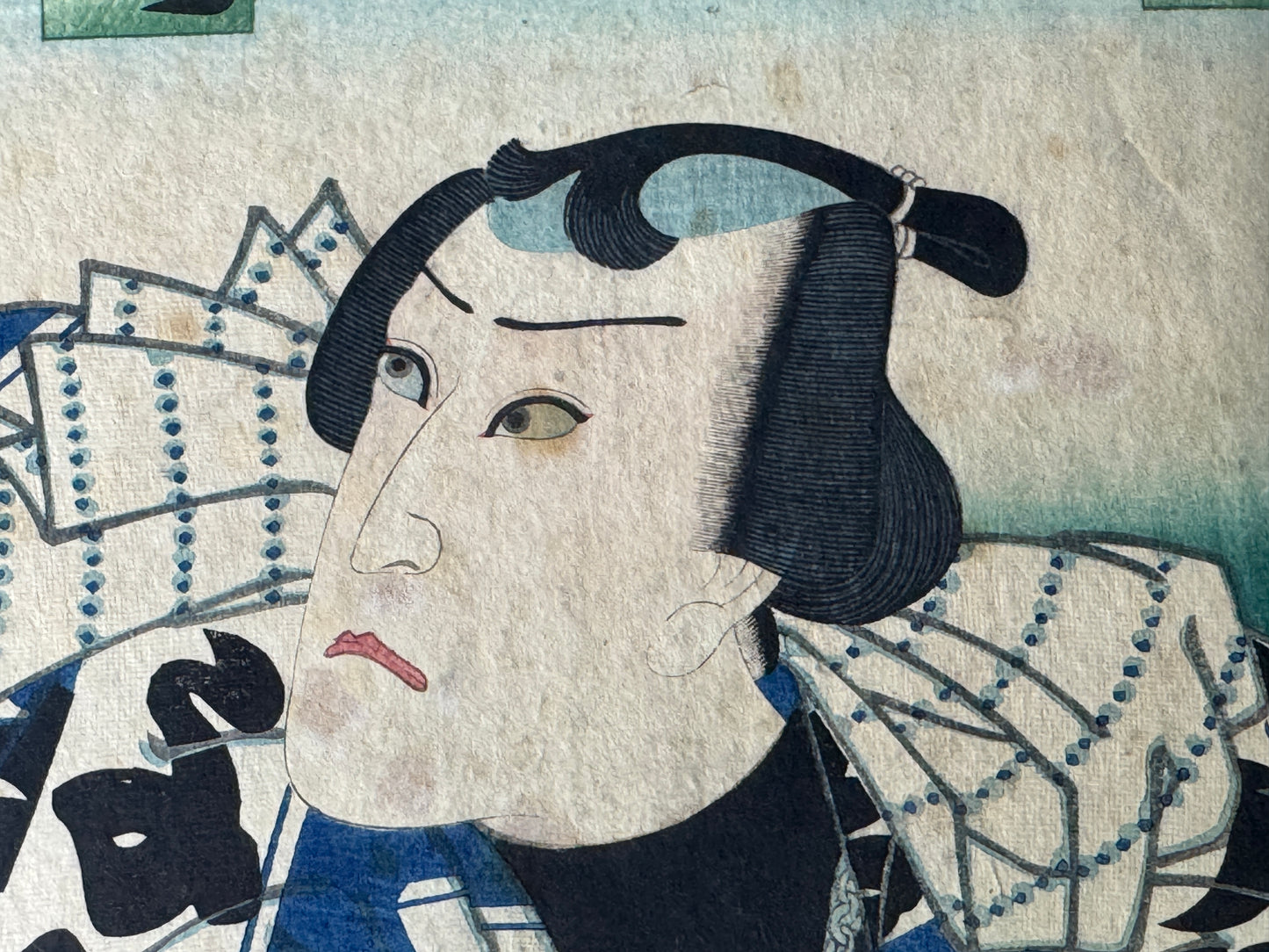 Y8696 WOODBLOCK PRINT Kuniaki triptych Tattoo Kabuki actor Japan Ukiyoe antique