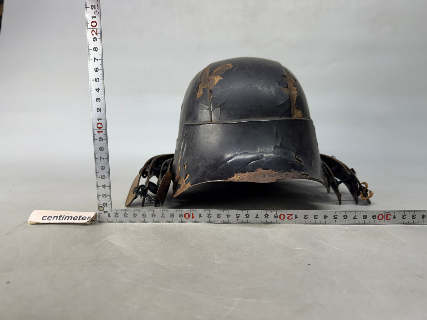 Y8701 KABUTO Head-shaped helmet Black lacquer Iron Japan antique arms bugu yoroi