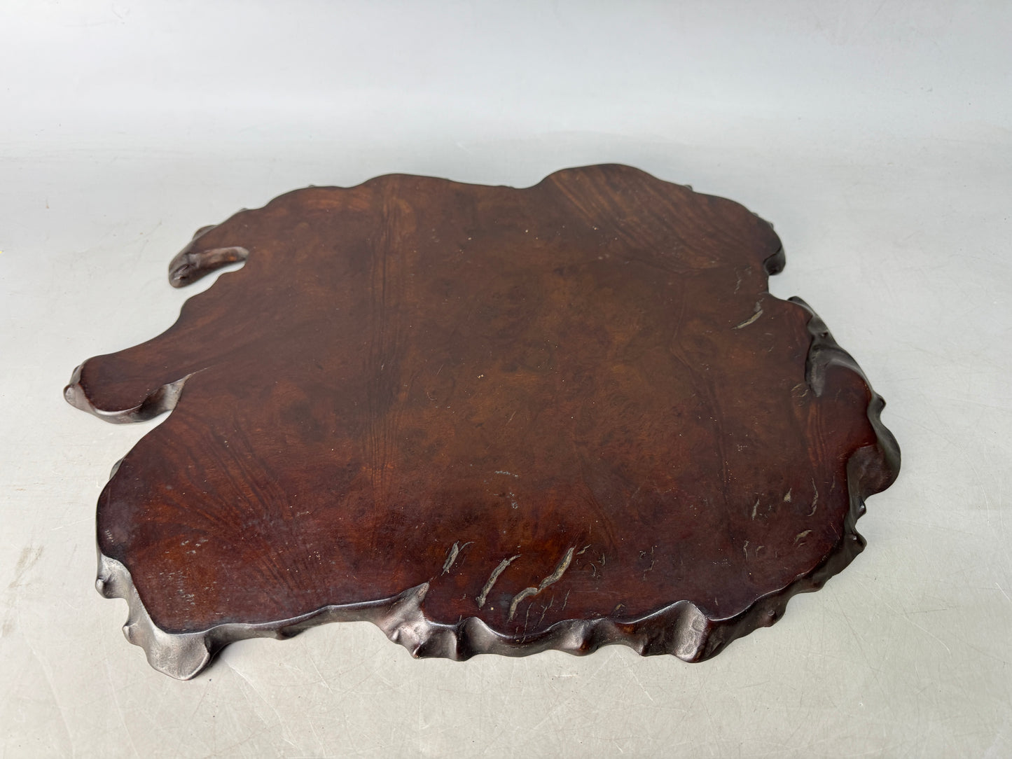 Y8721 FLOWER STAND wooden plate beautiful wood grain Japan antique ikebana decor