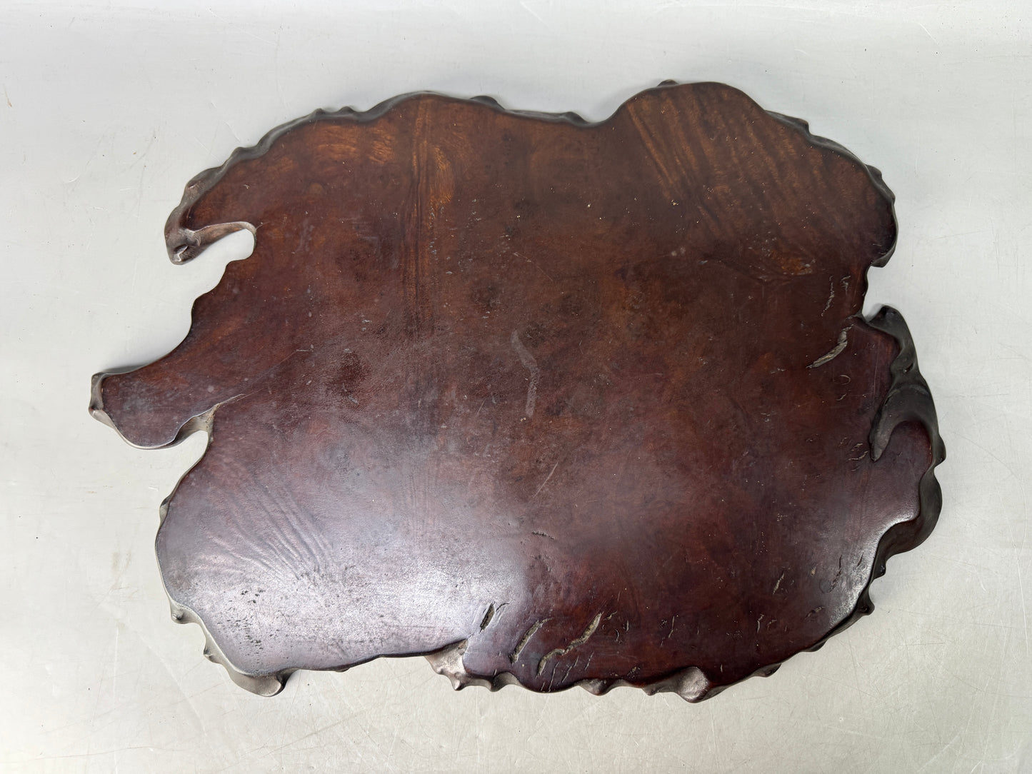 Y8721 FLOWER STAND wooden plate beautiful wood grain Japan antique ikebana decor