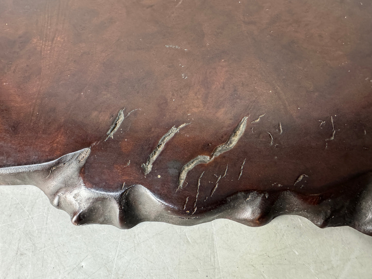 Y8721 FLOWER STAND wooden plate beautiful wood grain Japan antique ikebana decor