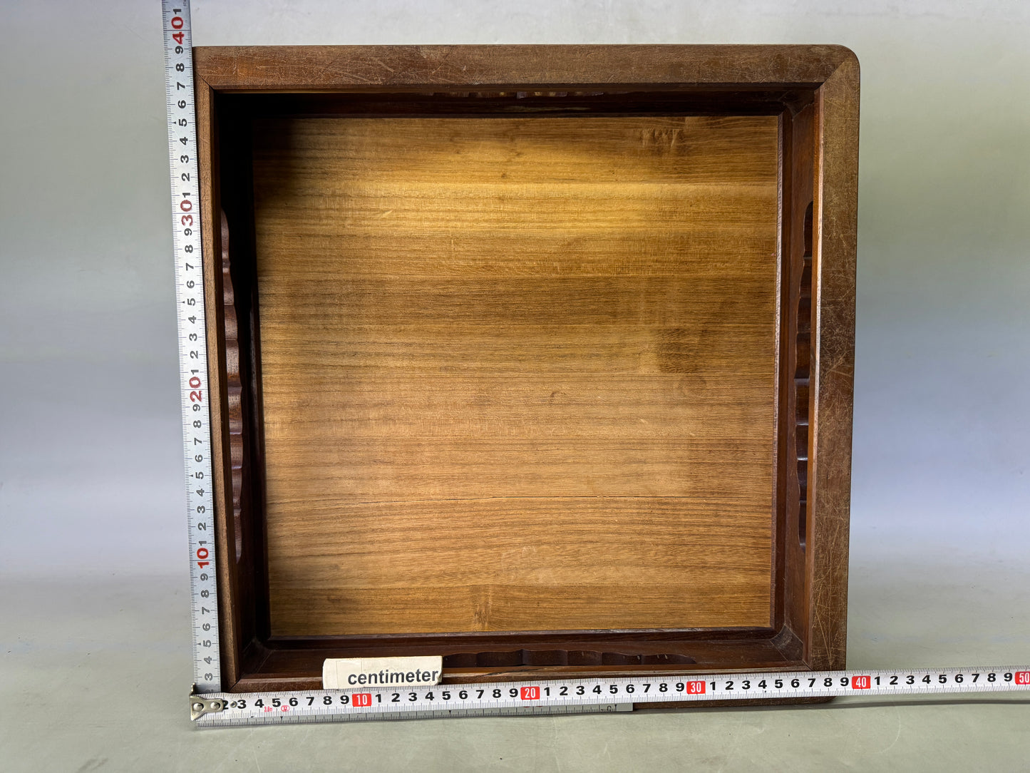 Y8722 HIBACHI Ajiro pattern wooden brazier wood carving Japan antique interior