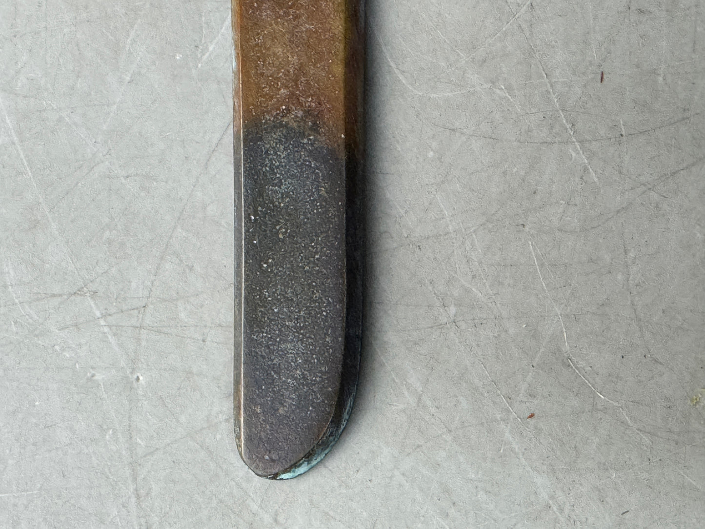 Y8728 PAPER KNIFE Copper signed box Japan antique stationery letter opener