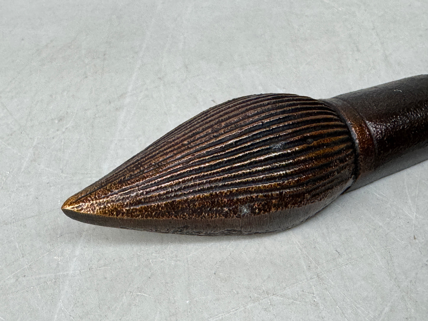 Y8729 OKIMONO Copper paperweight signed box stationery Japan antique figurine