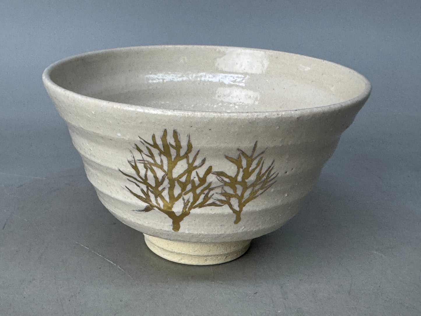 Y8744 CHAWAN Shino-ware bowl signed box Japan antique tea ceremony teacup cup