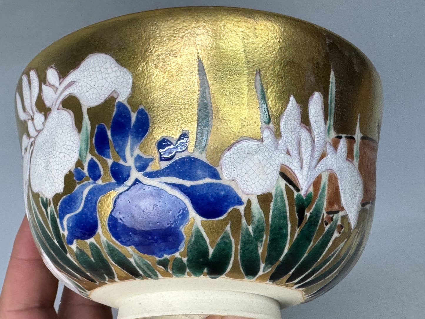 Y8745 CHAWAN Kyo-ware bowl signed box Ninsei Japan antique tea ceremony teacup