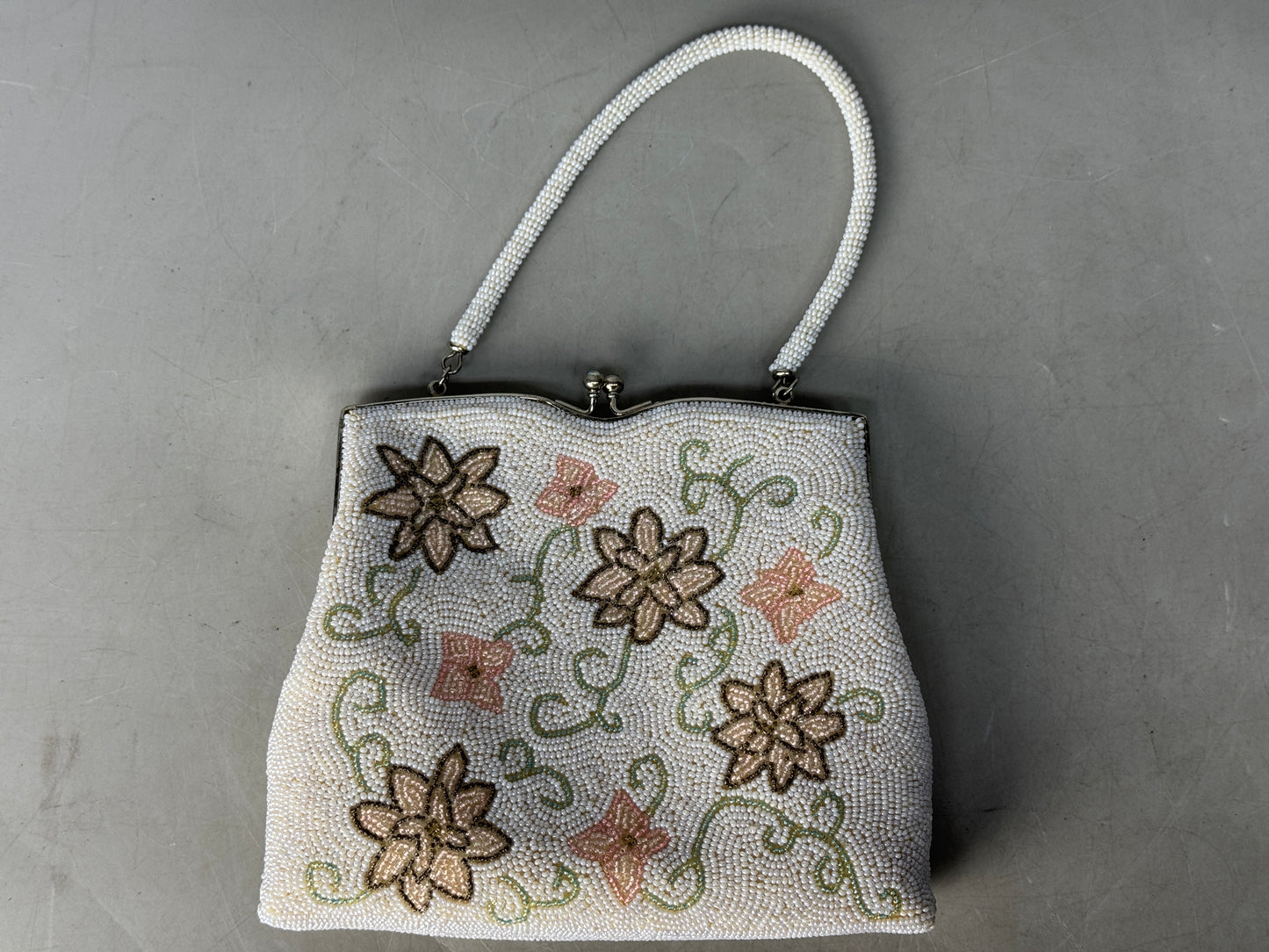 Y8758 BAG Beadwork kimono Japanese clothing beading purse Japan antique fashion
